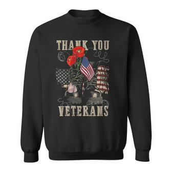 Thank You Veterans Combat Boots Poppy Veteran Day Memorial Sweatshirt - Monsterry
