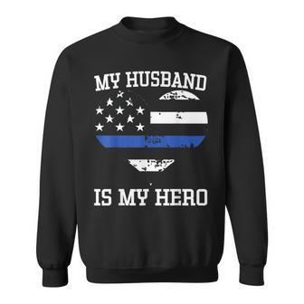 Thin Blue Line Heart Flag Police Officer Support Sweatshirt - Monsterry CA