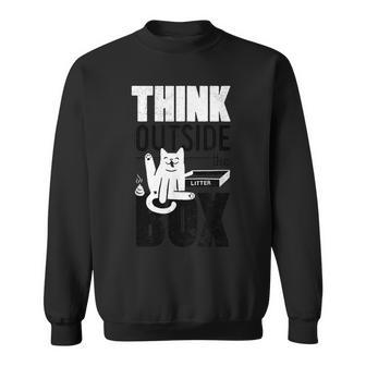 Think Outside The Litter Box Cat Kitty Butt Poop Lick Sweatshirt - Monsterry AU