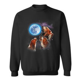 Three Basset Hound Howling At Moon Dog Lovers Costume Sweatshirt | Mazezy