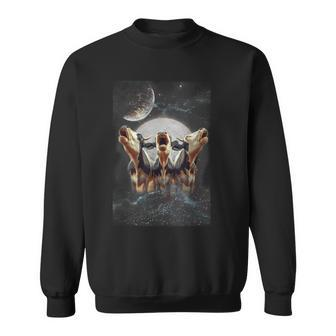 Three Cows Howling At The Moon Parody Cow Sweatshirt - Monsterry