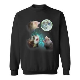 Three Ferrets Howl At Moon 3 Wolfs Wolves Parody Sweatshirt - Seseable