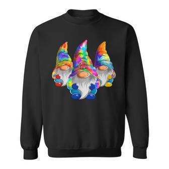 Three Hippie Gnomes Retro Tie Dye Style A Peace Love Gnomies Sweatshirt | Mazezy UK