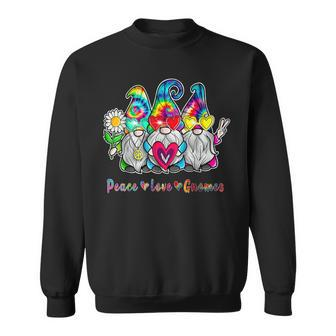 Three Hippie Gnomes Tie Dye Retro Vintage Peace Love Gnome Sweatshirt - Monsterry