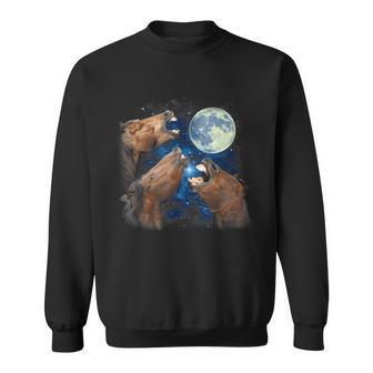 Three Horses Howling At The Moon Starry Night Love Horse Sweatshirt - Seseable