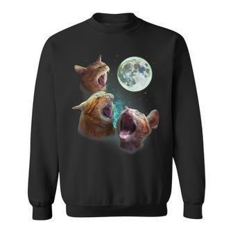 Three Orange Tabby Cats Howl At Moon 3 Wolfs Parody Sweatshirt - Monsterry AU