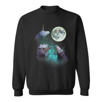 Three Unicorns Howl At Moon 3 Wolfs Wolves Parody Sweatshirt - Monsterry AU