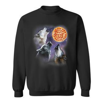 Three Wolf With Pizza Moon Vintage Wolf Lover Sweatshirt - Monsterry