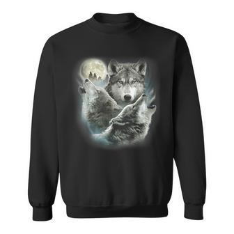 Three Wolves Howling At The Moon Wolf Lover Sweatshirt - Thegiftio UK