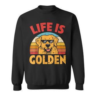 Thug Glasses Life Is Golden Retriever Dog Lover Owner Sweatshirt - Monsterry DE