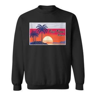 Tico Time Relax Surf Culture Sunset Costa Rican Surfers Sweatshirt - Monsterry CA