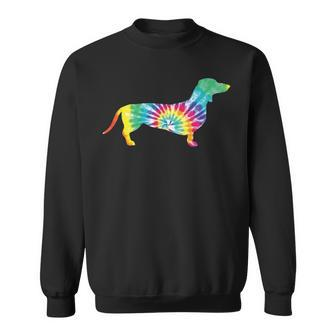 Tie Dye Dog Hippie Dachshund Retro Sweatshirt | Mazezy DE