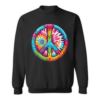 Tie-Dye Peace Sign Hippie Sweatshirt - Seseable