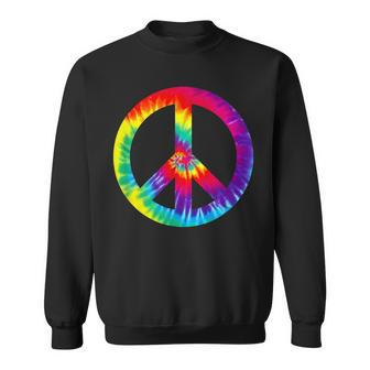Tie Dye Peace Sign T 60S 70S Hippy Costume Sweatshirt - Monsterry