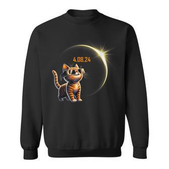 Total Solar Eclipse 0482024 Cat In Astronomy Glasses Sweatshirt - Seseable