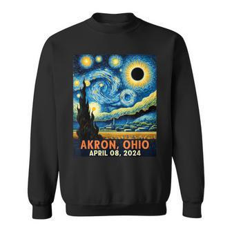 Total Solar Eclipse 2024 Akron Ohio Starry Night Van Gogh Sweatshirt | Mazezy
