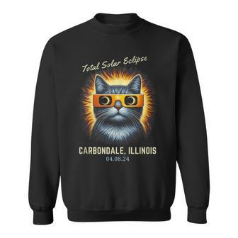 Total Solar Eclipse 2024 Carbondal Illinois Totality Cat Sweatshirt - Thegiftio UK