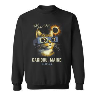 Total Solar Eclipse 2024 Caribou Maine Totality Cat Sweatshirt - Thegiftio UK