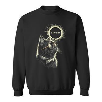 Total Solar Eclipse 2024 Cat In Astronomy Glasses Sweatshirt | Mazezy