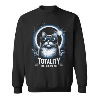 Total Solar Eclipse 2024 Cat Wearing Glasses Totality Cat Sweatshirt - Monsterry DE