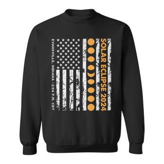 Total Solar Eclipse 2024 Evansville Indiana 204 Pm Us Flag Sweatshirt - Monsterry UK