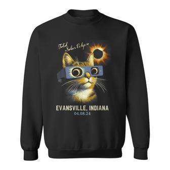 Total Solar Eclipse 2024 Evansville Indiana Totality Cat Sweatshirt - Thegiftio