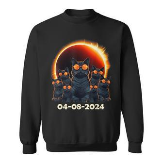 Total Solar Eclipse 2024 Group Of Cats Wearing Sunglasses Sweatshirt - Monsterry