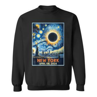 Total Solar Eclipse 2024 New York Starry Night Painting Sweatshirt - Seseable