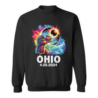 Total Solar Eclipse 2024 Ohio T Rex Dinosaur Eclipse Glasses Sweatshirt - Monsterry