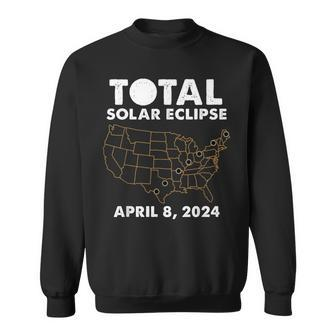Total Solar Eclipse 2024 Party America Totality Usa Map Sweatshirt - Thegiftio UK