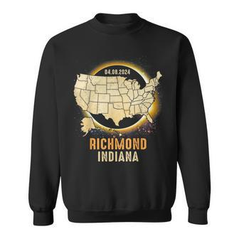 Total Solar Eclipse 2024 Richmond Indiana Usa Map Colorful Sweatshirt - Monsterry