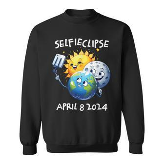 Total Solar Eclipse 2024 Selfieclipse Sun Moon Earth Selfie Sweatshirt | Mazezy