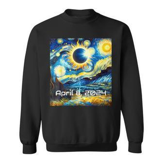 Total Solar Eclipse 2024 Starry Night Painting Van Gogh Sweatshirt | Mazezy