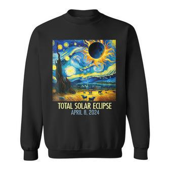 Total Solar Eclipse 2024 Starry Night Van Gogh Totality Sweatshirt - Monsterry UK
