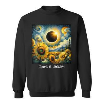Total Solar Eclipse 2024 Sunflowers Painting Van Gogh Sweatshirt | Mazezy
