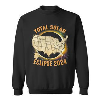 Total Solar Eclipse 2024 Totality Us Map Colorful Sweatshirt - Monsterry