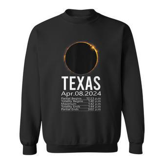 Total Solar Eclipse Apr 8 2024 Totality Texas Schedule Time Sweatshirt - Monsterry