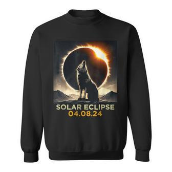 Total Solar Eclipse April 8 2024 America Wilderness Wolf Sweatshirt | Mazezy