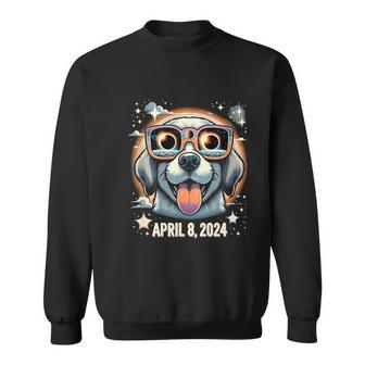 Total Solar Eclipse April 8 2024 Dog In Astronomy Glasses Sweatshirt - Seseable