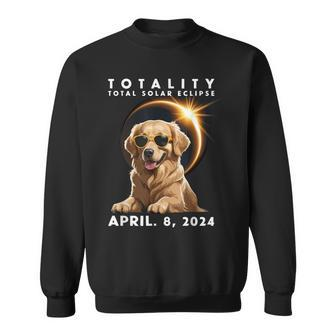 Total Solar Eclipse April 8 2024 Dog Golden Retriever Lover Sweatshirt - Monsterry UK