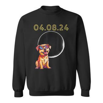 Total Solar Eclipse April 8 2024 Puppy Dog Wearing Shades Sweatshirt - Seseable