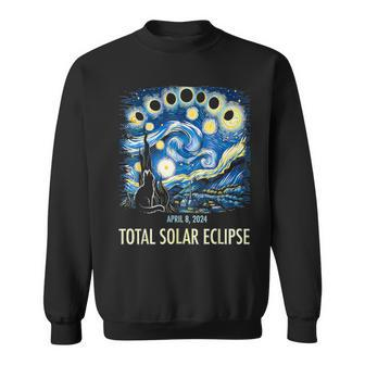 Total Solar Eclipse April 8 2024 Van Gogh Starry Night Sweatshirt | Mazezy