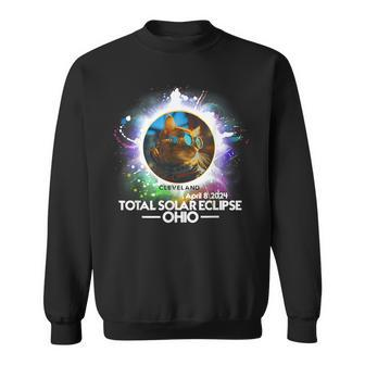 Total Solar Eclipse Cleveland Ohio 2024 Cat Totality Sweatshirt - Seseable