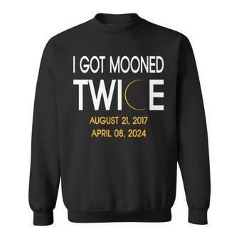Total Solar Eclipse I Got Mooned Twice 2024 Astronomy Lover Sweatshirt - Thegiftio UK