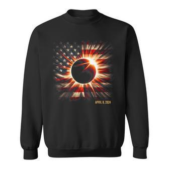 Totality 2024 American Flag Total Solar Eclipse Sweatshirt - Monsterry DE
