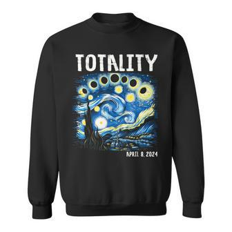 Totality Total Solar Eclipse 2024 4 08 Starry Night Painting Sweatshirt - Seseable