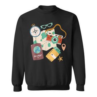 Tourist Holidays Costume Camera Passport Traveling Vacation Sweatshirt - Monsterry AU