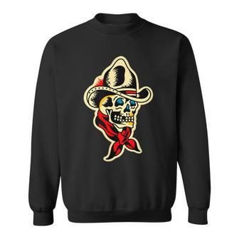 Traditional Cowboy Skull Tattoo Sweatshirt - Seseable