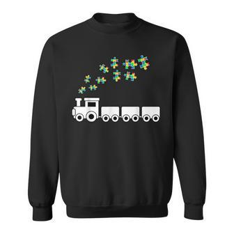 Train Puzzle Piece Colorful Cool Autism Awareness Sweatshirt - Monsterry DE