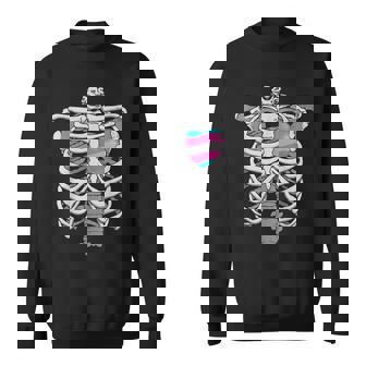 Trans Heart Ribcage Proud For Transgender Pride Flag Sweatshirt - Thegiftio UK